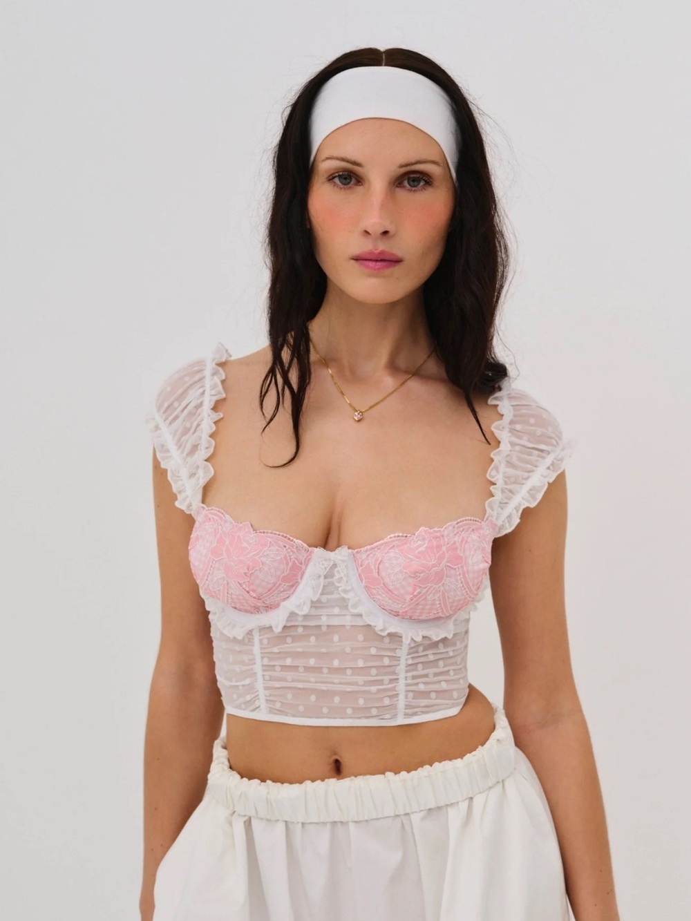 Tawny Women's Pink Lace Bustier Crop Top - SDD